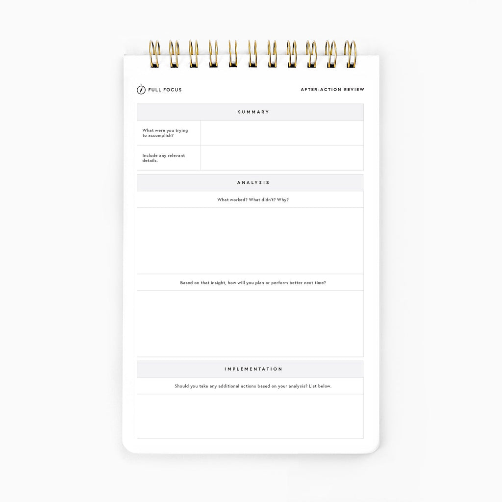 After Action Review Desk Tool - Full Focus